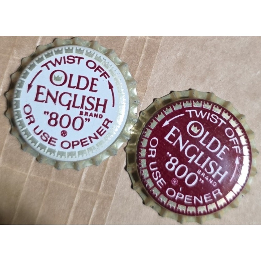 Vintage Olde English 800 Brand Malt Liquor Bottle Caps Maroon White Set of 2